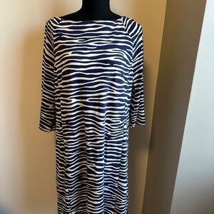 *J. MCLAUGHLIN* Blue x White Long Sleeve Dress Size Large